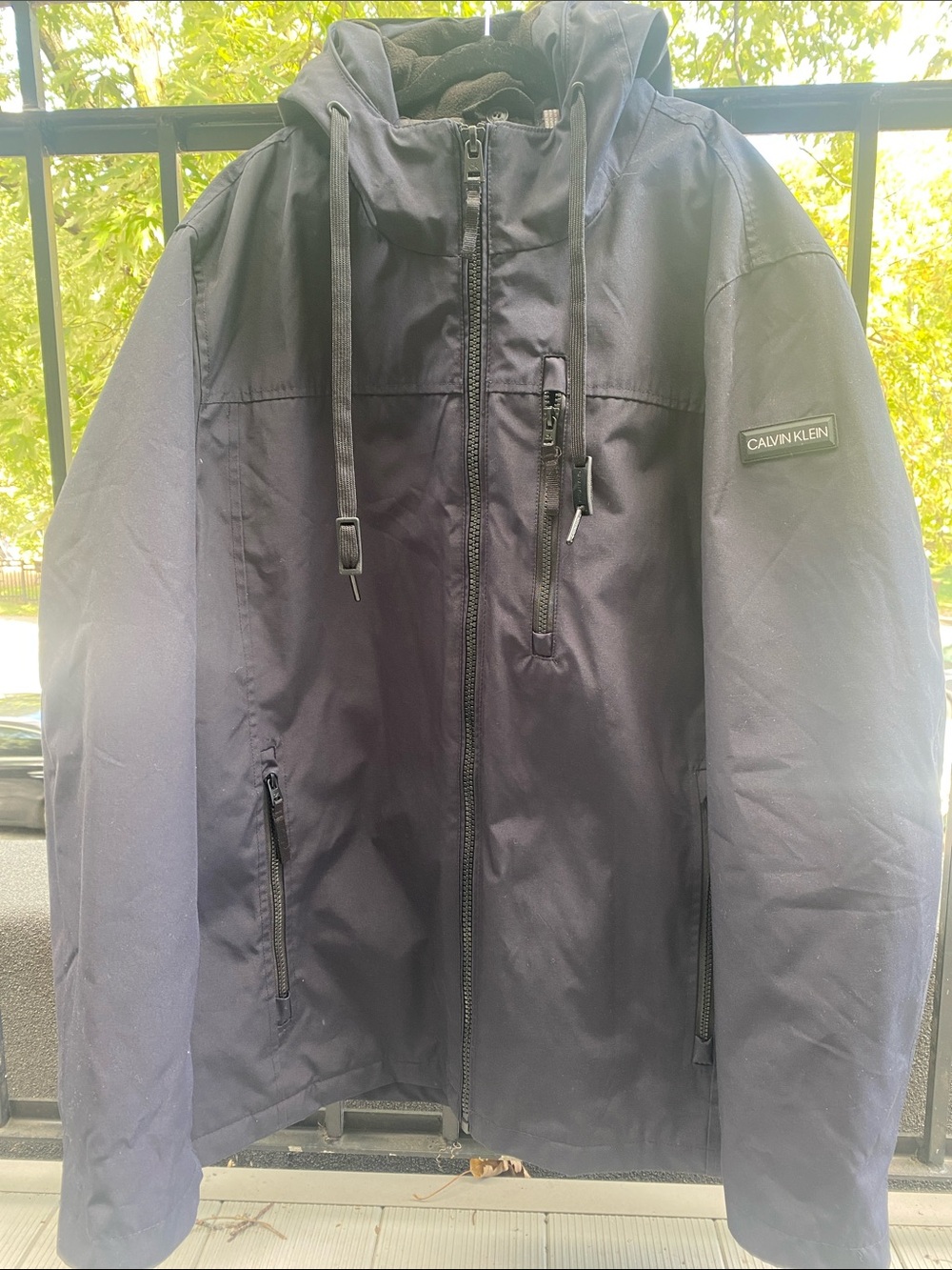Calvin Klein Men's Hooded Navy Blue 3in1 Winter Jacket with Removable Black Puff